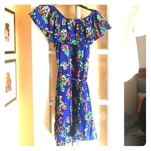 Floral cold shoulder / off the shoulder dress